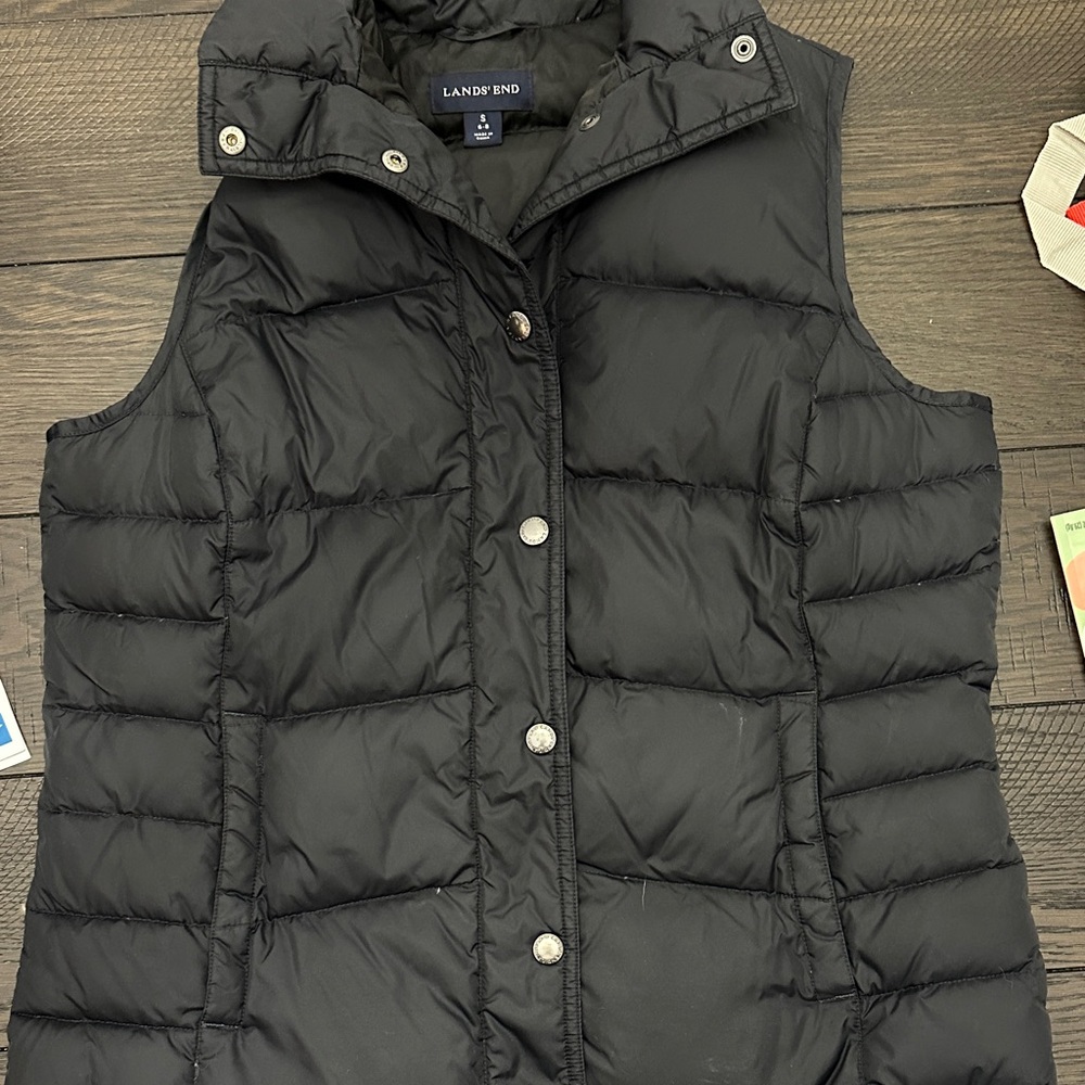 Lands' End Women's Quilted Black Vest